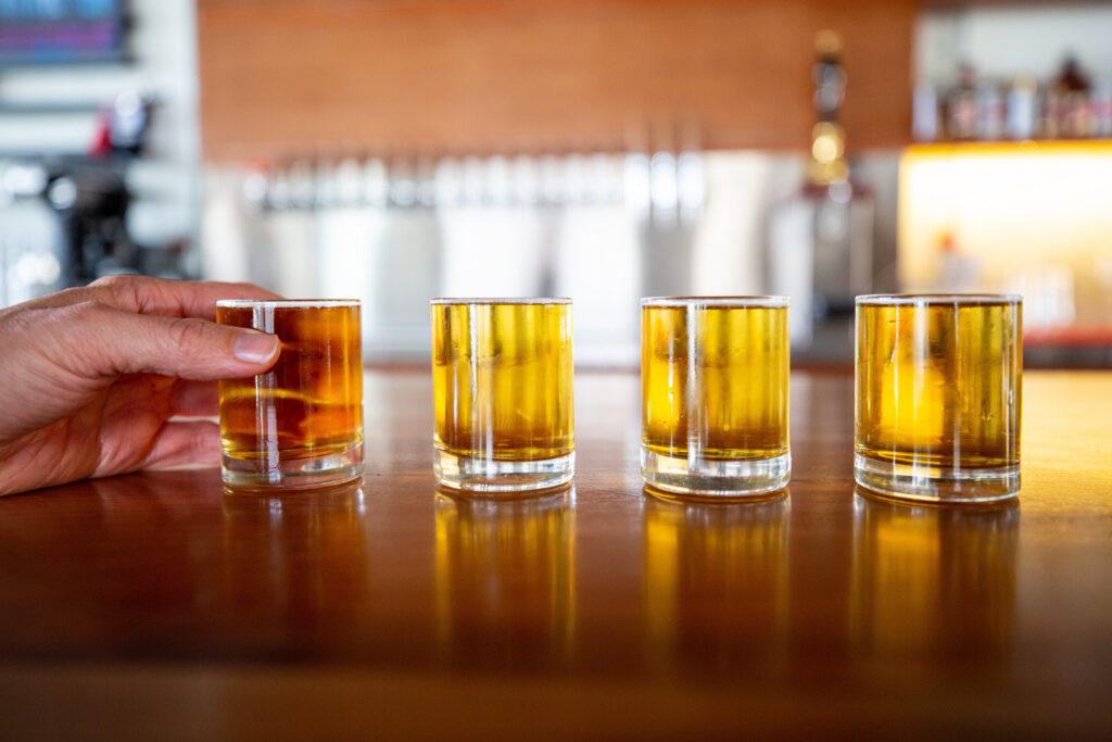 A line of drinks